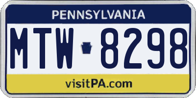 PA license plate MTW8298