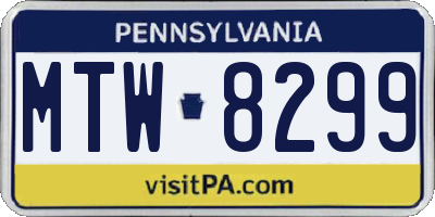 PA license plate MTW8299
