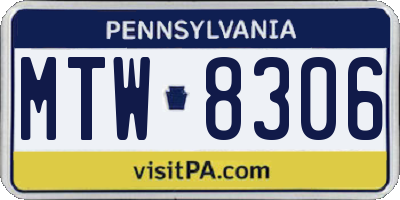PA license plate MTW8306