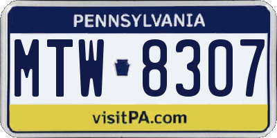 PA license plate MTW8307