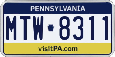 PA license plate MTW8311