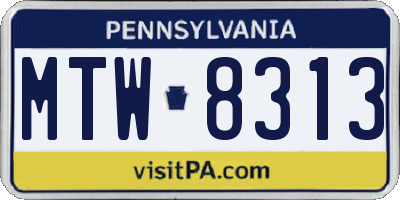 PA license plate MTW8313