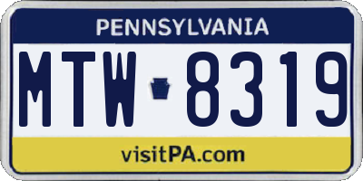PA license plate MTW8319