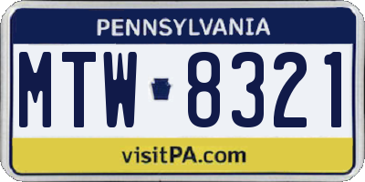 PA license plate MTW8321