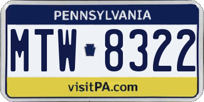 PA license plate MTW8322