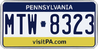 PA license plate MTW8323