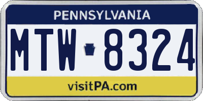 PA license plate MTW8324