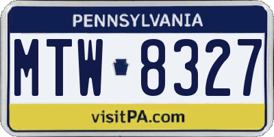 PA license plate MTW8327
