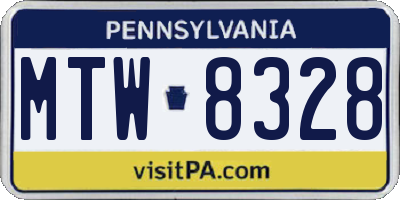 PA license plate MTW8328
