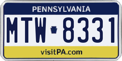 PA license plate MTW8331