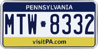 PA license plate MTW8332