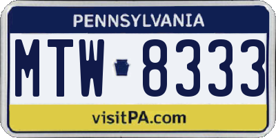 PA license plate MTW8333