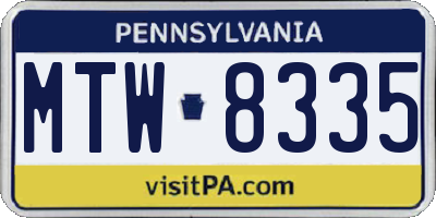 PA license plate MTW8335