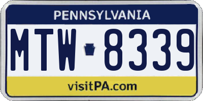 PA license plate MTW8339