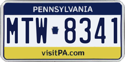 PA license plate MTW8341