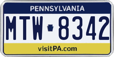 PA license plate MTW8342