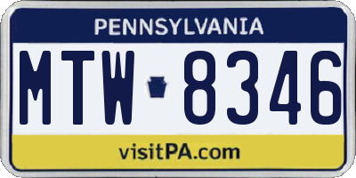 PA license plate MTW8346