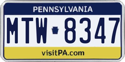PA license plate MTW8347