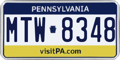PA license plate MTW8348