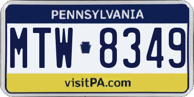 PA license plate MTW8349