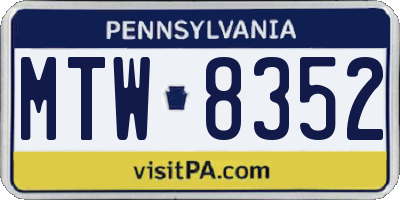 PA license plate MTW8352