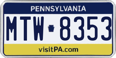 PA license plate MTW8353
