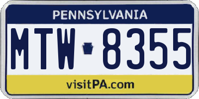 PA license plate MTW8355