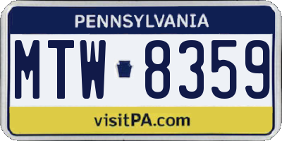 PA license plate MTW8359