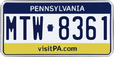 PA license plate MTW8361