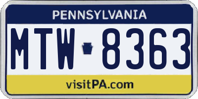 PA license plate MTW8363
