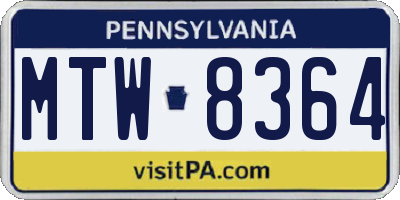 PA license plate MTW8364
