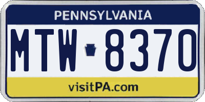 PA license plate MTW8370