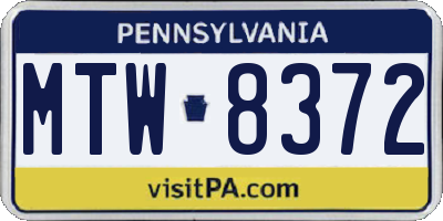 PA license plate MTW8372