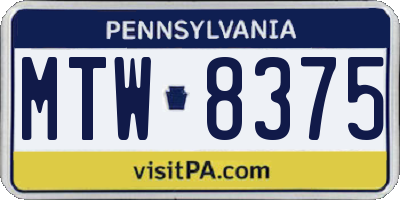 PA license plate MTW8375