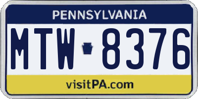 PA license plate MTW8376