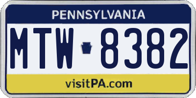 PA license plate MTW8382