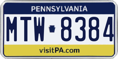 PA license plate MTW8384