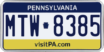 PA license plate MTW8385