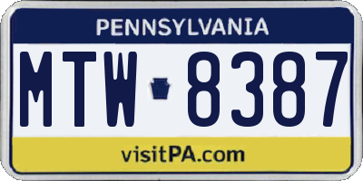 PA license plate MTW8387