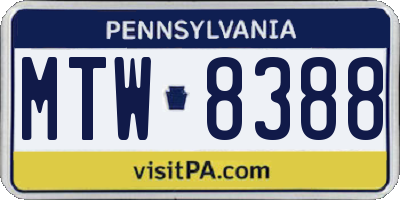 PA license plate MTW8388