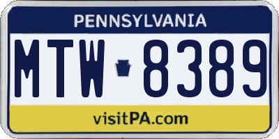 PA license plate MTW8389