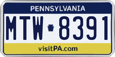 PA license plate MTW8391