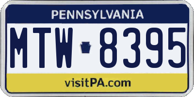 PA license plate MTW8395