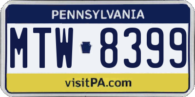 PA license plate MTW8399