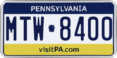 PA license plate MTW8400