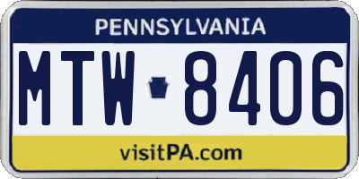 PA license plate MTW8406