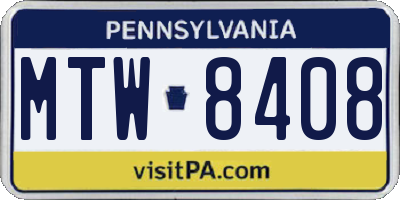 PA license plate MTW8408