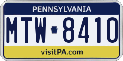 PA license plate MTW8410