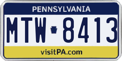 PA license plate MTW8413