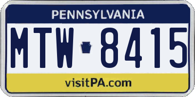 PA license plate MTW8415